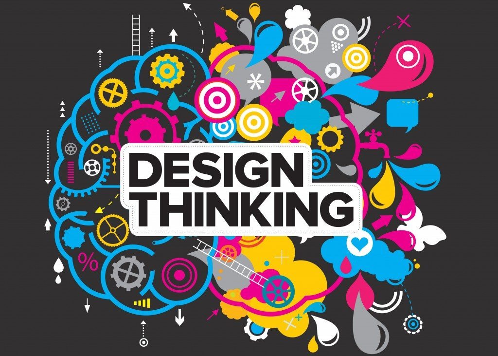 Illustration du concept de Design Thinking pour dirigeants et entrepreneurs, symbolisant créativité et innovation.