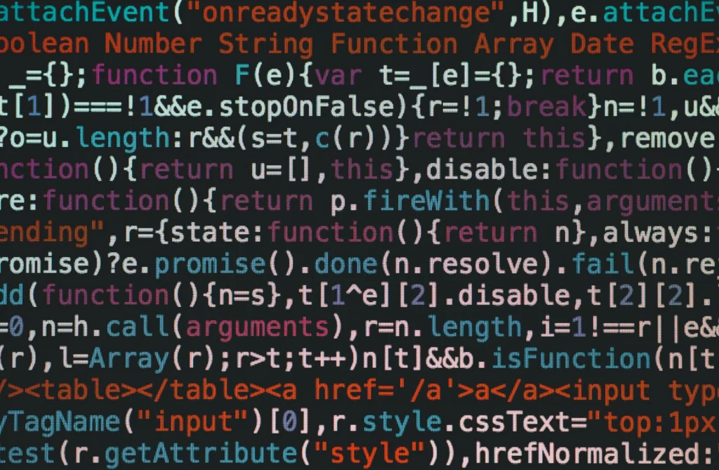 Capture d’écran d’un code source coloré affiché sur fond noir.